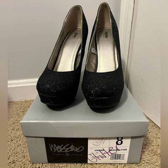 Mossimo Viviana Platform Heel Black Glitter - Picture 1 of 4